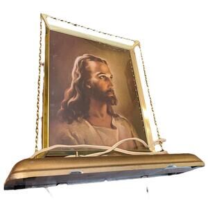 Midcentury Jesus Lithograph Light Plak-Lite Hobby Hill Chicago Muscial 1950s